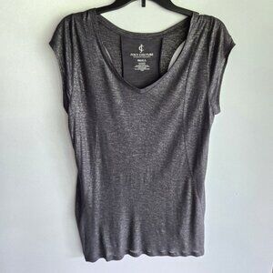 Juicy Couture Black Glitter Cut Out Back Top Size Small